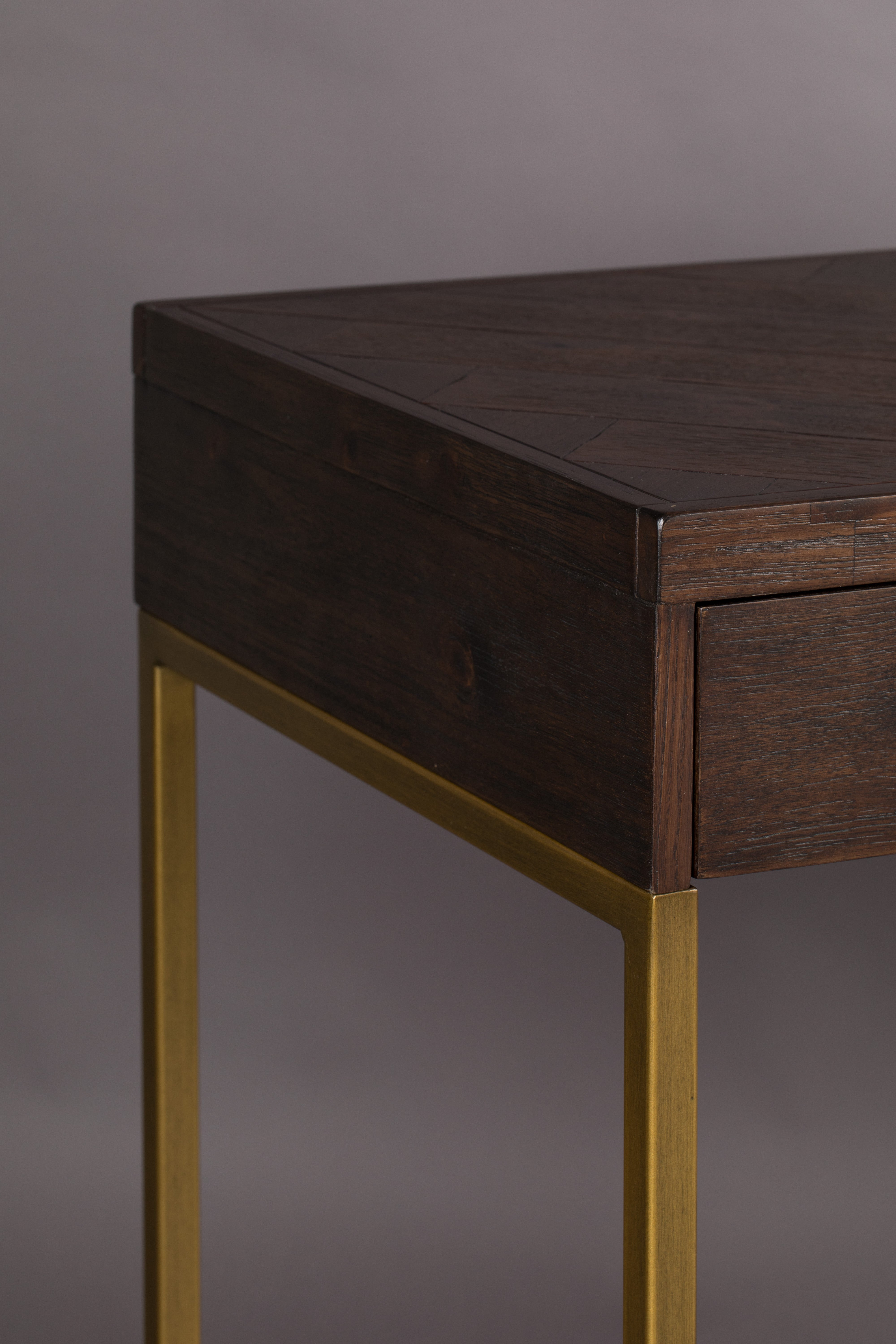 Dutchbone Class Herringbone Brown Wood Rectangle Console Table